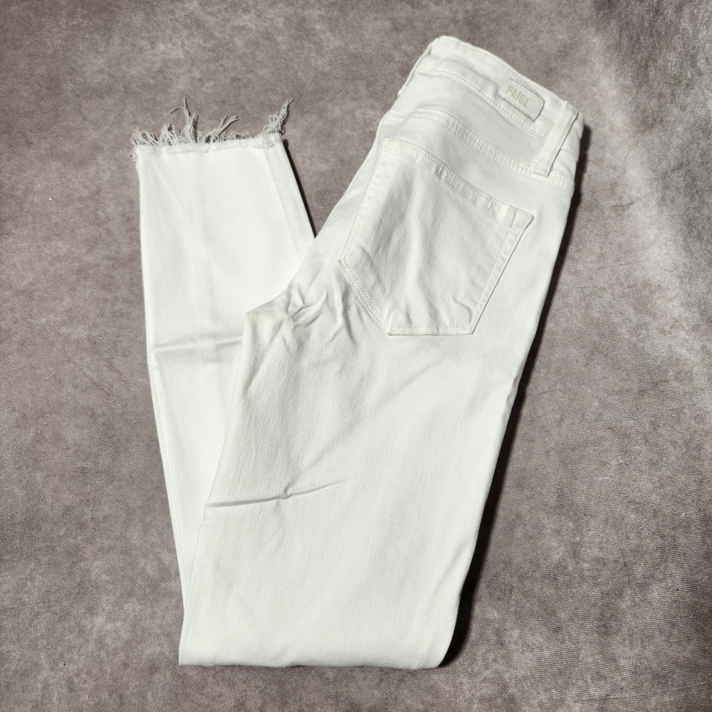 womens PAIGE Jeans white Verdugo‎ Crop distressed raw hem denim size 24